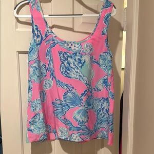 Lilly Pulitzer Pink and Blue Seashell Tank Top